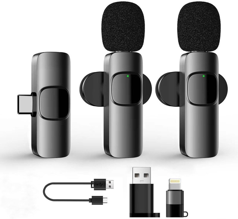 SUICUNE K9 Dual Wireless Lavalier Bluetooth Microphone Collar Mic Wireless Microphone(Black)