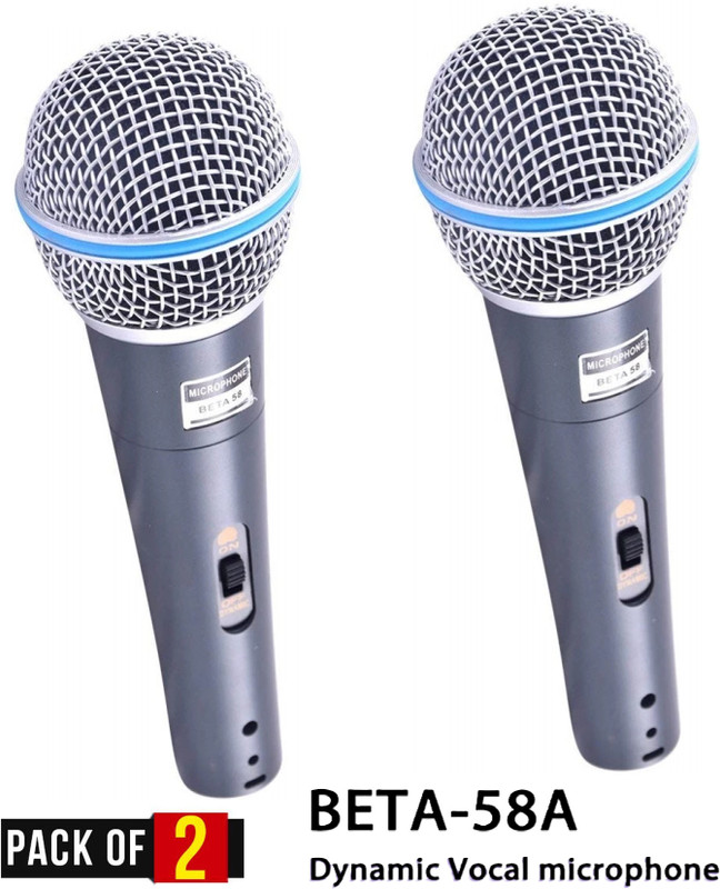 BALRAMA 2pc Microphone Beta 58A Dynamic Cardioid Vocal Wired Mic with XLR Cable Mike 58 0 W AV Control Amplifier(Blue)