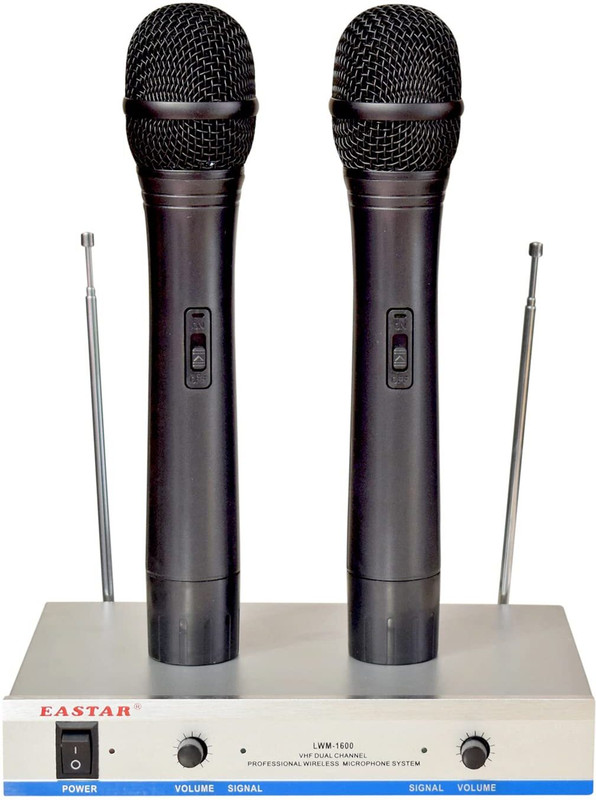 GoodsBazaar LWM1600 Dual Cordless 2-In-1 VHF Dual Handheld Wireless Microphone with Receiver LWM-1600 VHF Professional Wireless Microphone System Dual Channel Eastar Cordless Indoor, Outdoor PA System(100 W)