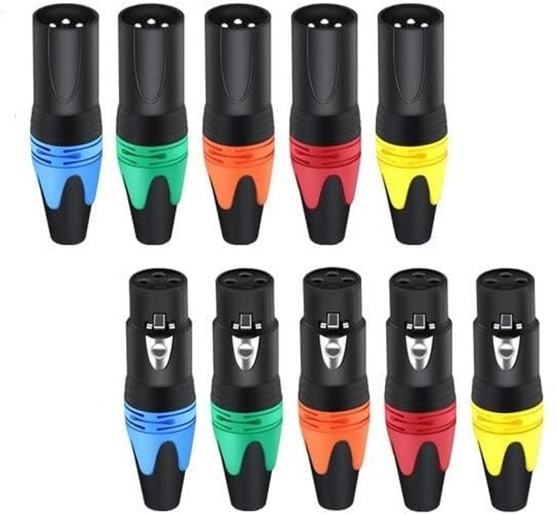 BALRAMA High Quality 3 Pin XLR Male Female Connectors XLR Solder Type Audio Socket Plug 0 W AV Control Receiver(Multicolor)
