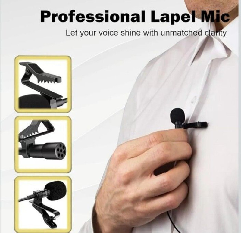 ZAFFCREATOR Premium Wired Collar Mic for YouTube & Vlogging mobile and laptop,pc(Black)