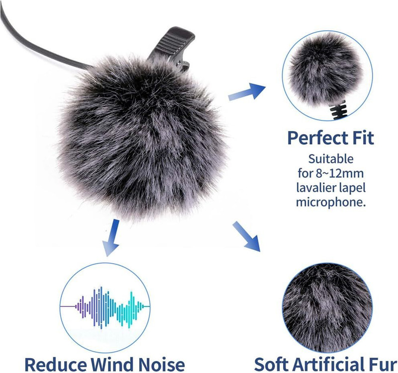 Urban Infotech Furry Lavalier Microphone Wind Muff Cover for Clear Outdoor Audio Microphone