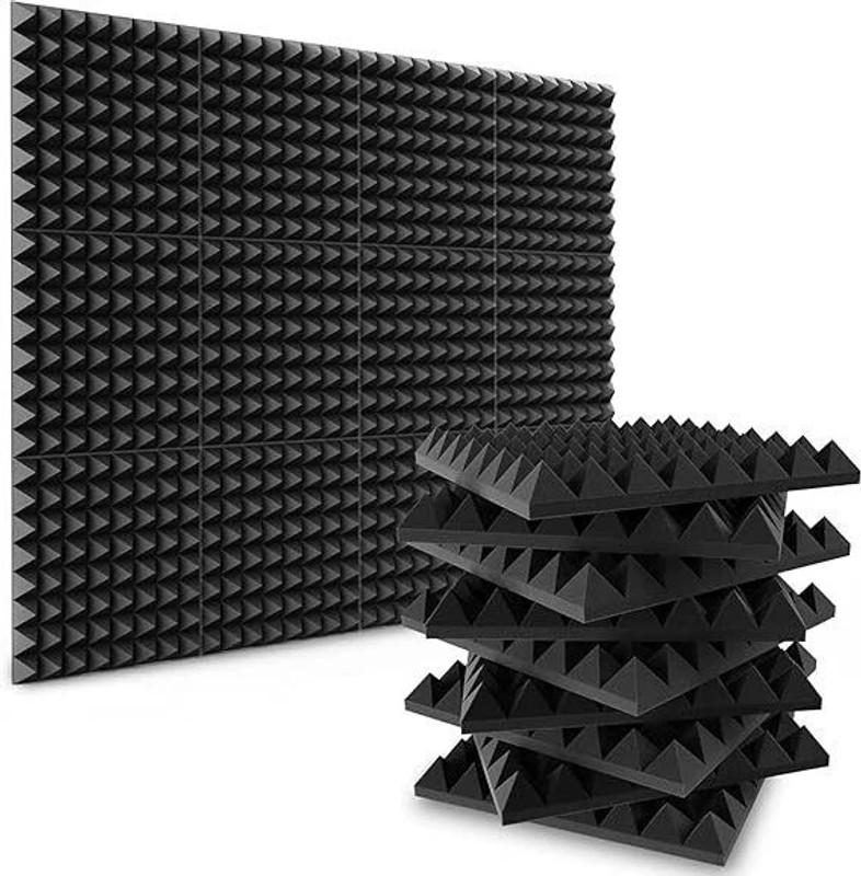 Urban Infotech Pyramid Soundproofing Studio Acoustic Foam for Wall Decreasing Noise and Echoes. Sound Reducer Foam Panels 6 pcs(Black)