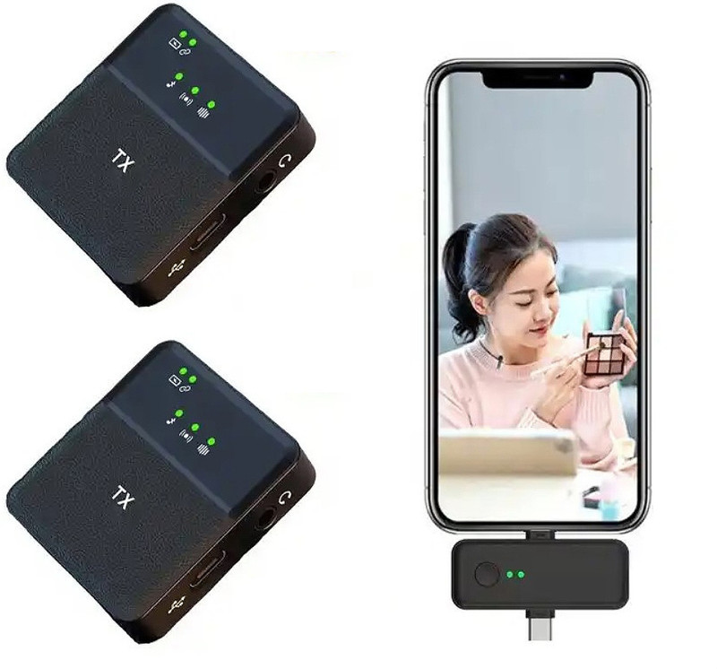 MOOZMOB Professional Grade (K205 )Dual Wireless Mic with Muff Superior Reduction Collar Microphone for Mobiles DSLRs Cameras Desktops Laptops Speakers(Black)