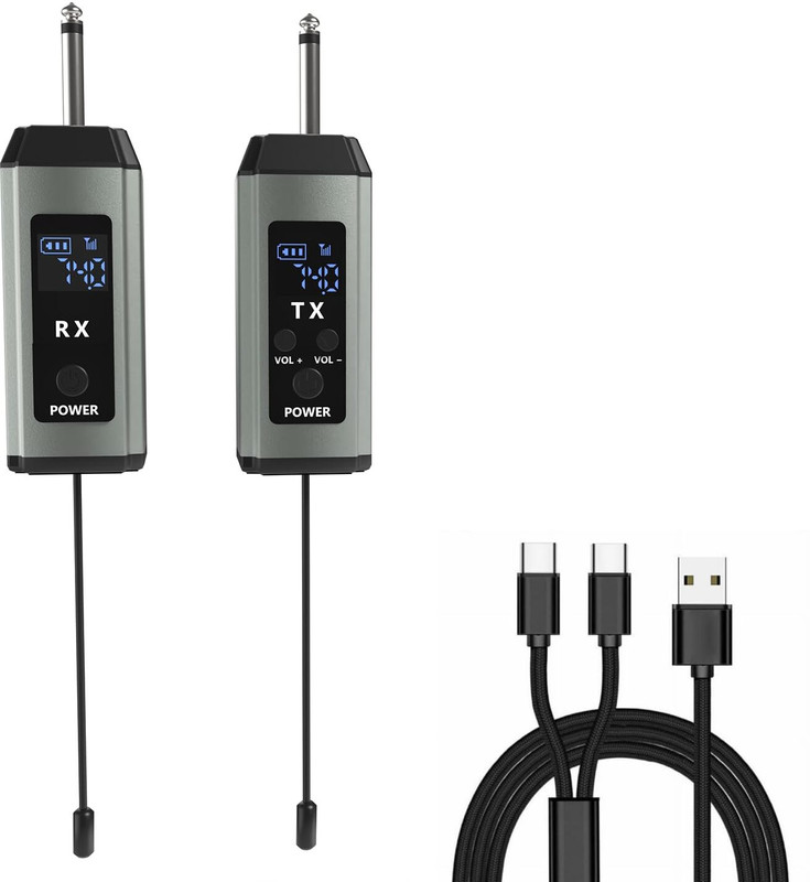 Digimore D-705 Wireless Transmitter & Receiver| 5Hr Life|100ft Range for Guitar, Keyboard Wireless Connector(Black)