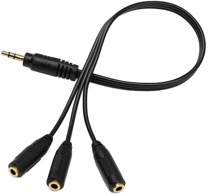 EKAAZ 3.5mm Stereo Audio Splitter Cable Gold Plated 3.5mm (1/8") Stereo Plug Male to 3.5mm Stereo Jack 3 Female 1 Input 3 Output Stereo Audio AUX Splitter Cable Audio Y Splitter Cable(Black)