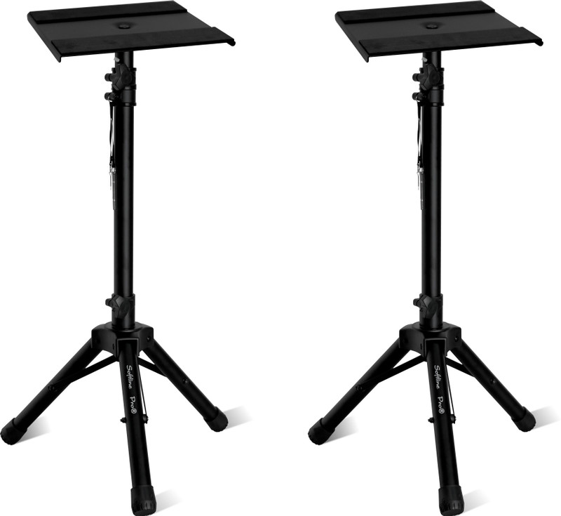 Softline Pro Softline-Pro SP 80 - Pair Heavy Duty Tripod Studio Monitor Stand Foldable Tripod Leg Non-Slip Rubber Pad Height Adjustable Studio Speaker Stand with Metal Plates(Black)