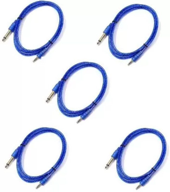 MORTAS 5Pcs 6.35mm (1/4 inch) Male Mono Plug to 3.5mm (1/8 inch) Male Stereo Audio Jack Audio Jack Cable for DJ, Amlifier, Home Theatre etc 1.5 METER(Blue)