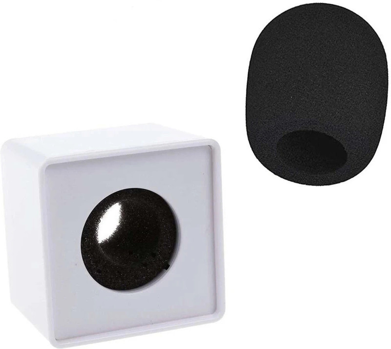 Winsumm Mic Logo Flag Station with Free Mic Foam for News, Interview, Reporting Microphone Id and Foam(Black, White)