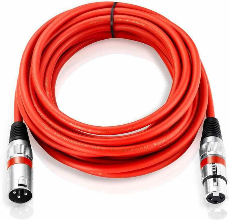 KEKROWN XLR Male to XLR Female Cable 5 Meter (5 Meter, Red) Double Angled XLR Patch Cable(5 m in Length)