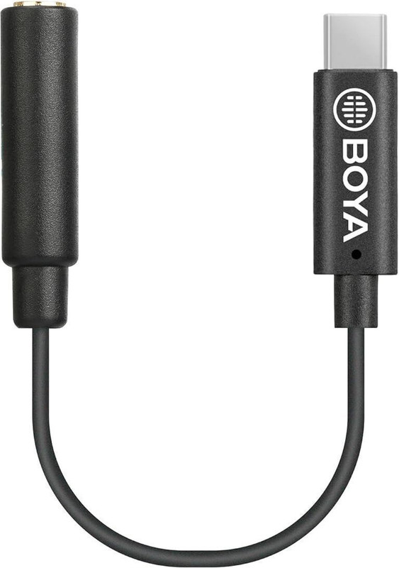 BOYA USB-C to 3.5mm TRS Cabel 2.4 inch AUX to USB C Jack Converter TRS(Black)