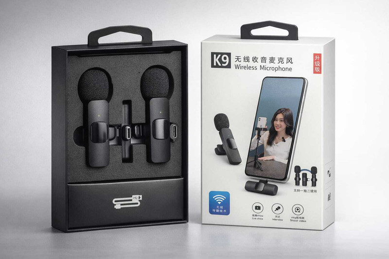 RAGHAVG K9 Wireless microphone MicSupport Type -C Android& Plug and Play(Black)
