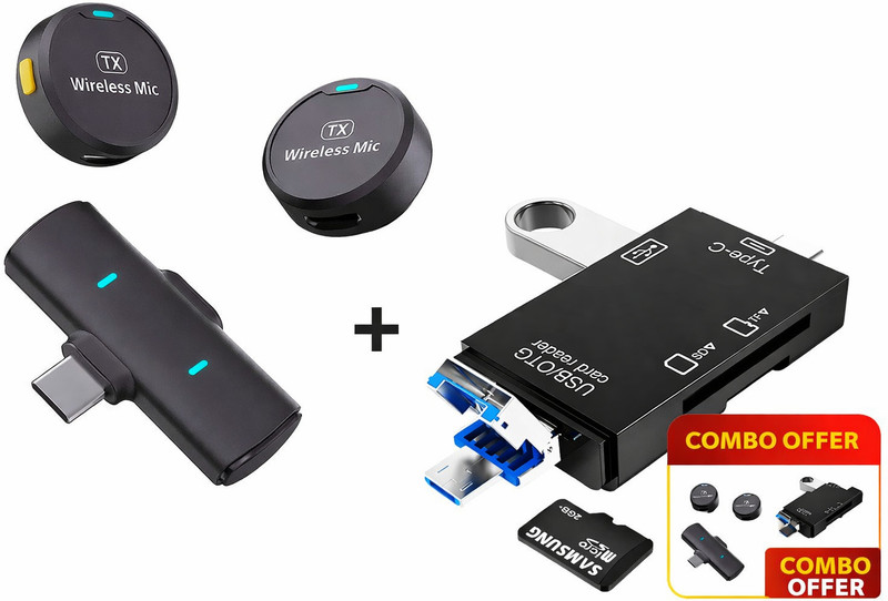 Foxne point Portable Wireless Microphone and Mini Card Reader Camera Microphone