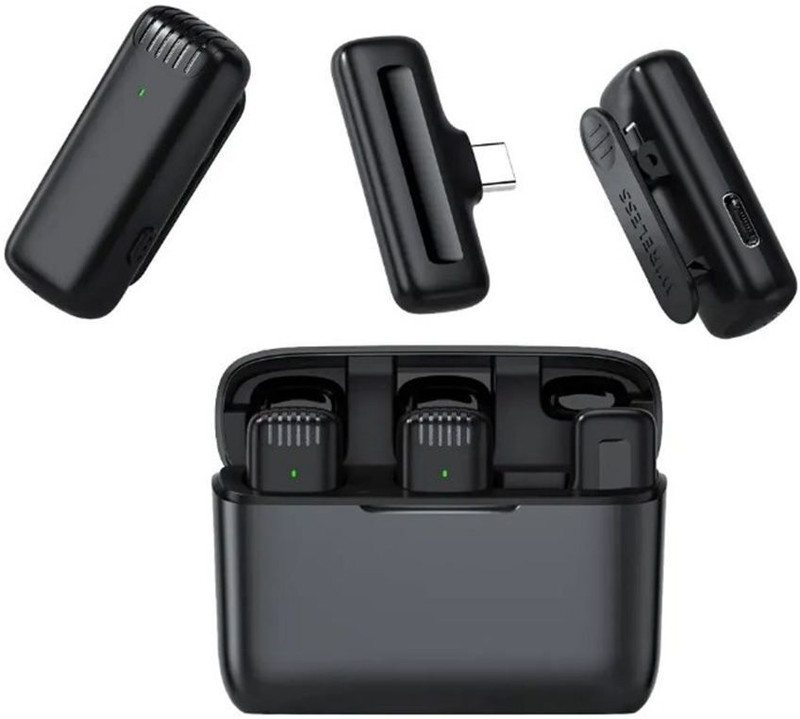RV Enterprises J13 Dual Wireless Mic with Charging Case for Vlogging For Type C Camera Microphone