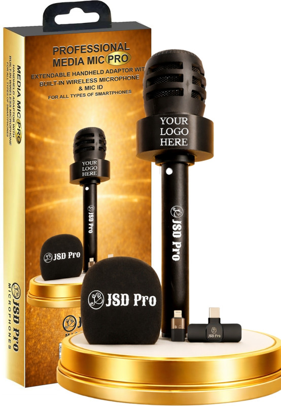 JSD PRO -Professional Media Mic-For All Smartphones-Handheld Adaptor - Built-In Wireless Microphone