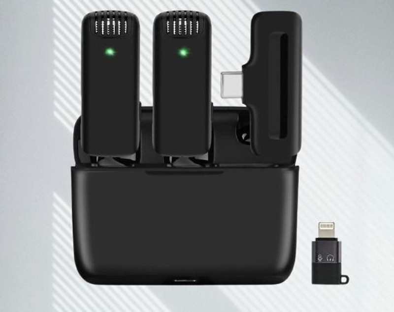 RV Enterprises J13 Dual Wireless Microphone With Noise Cancellation Camera Microphone