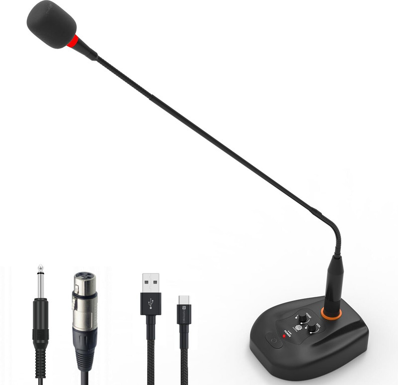 Digimore D-660 Wired Gooseneck Condenser Mic - 20ft XLR Cable for Meeting & Conferences Microphone