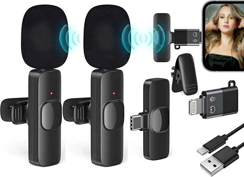 BASS BLING Wireless Mic with 2 Microphone for USB-C Android Phone Video Recording Microphone