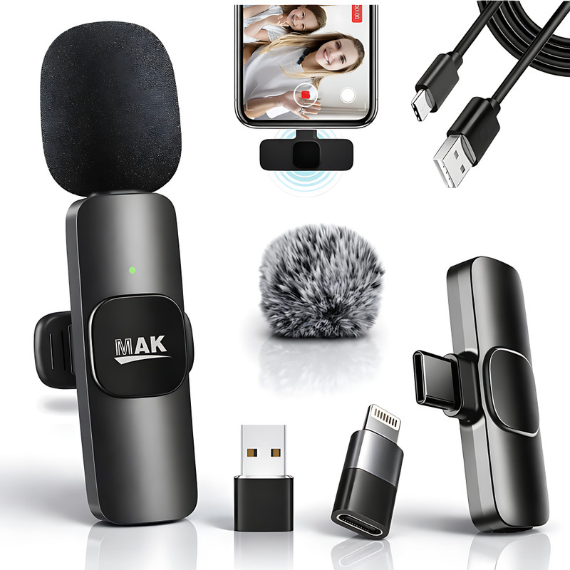 MAK Furry Wireless Lavalier Microphone for Reels & Video Recording Microphone