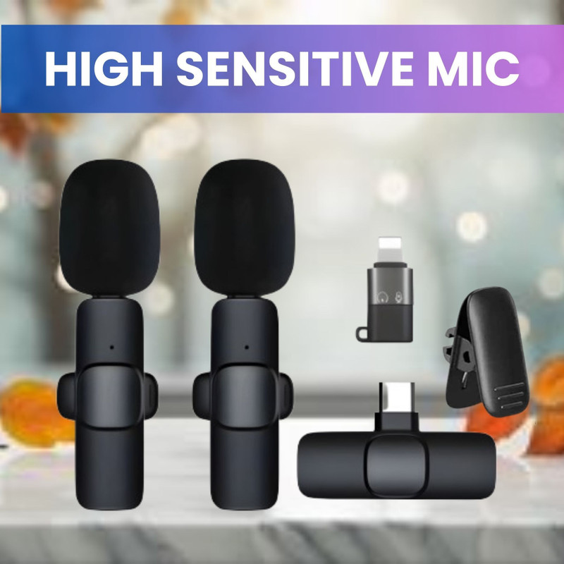 AGINDUSTRY K9 Dual Wireless Microphone Plug &Collar Mic for Vlogging/Live Stream/YouTubF487 Microphone