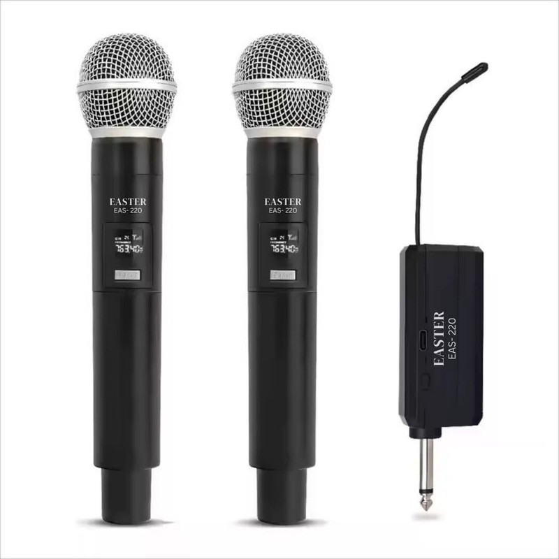 KH UHF Wireless Dual Handheld Mic System – Dual Mics with UHF Receiver with 6.35 mm Microphone