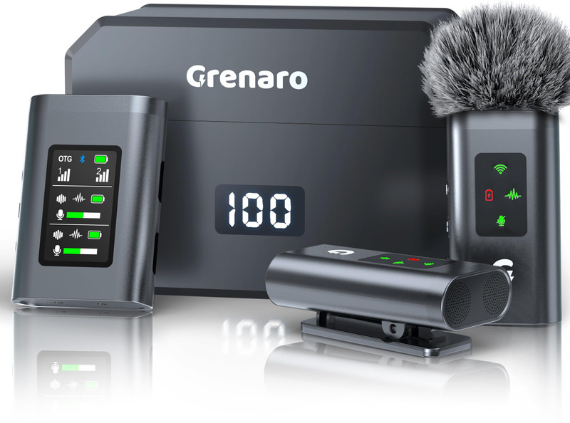 Grenaro Wireless Mic For Youtuber, P11 Mike For Vlogging With Charing Case, Wireless Microphone