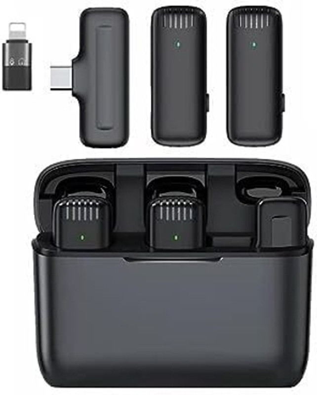 Hybite Double Wireless Mic with Charging Case for Vlogging/Recording For Type C/ iPhone Microphone