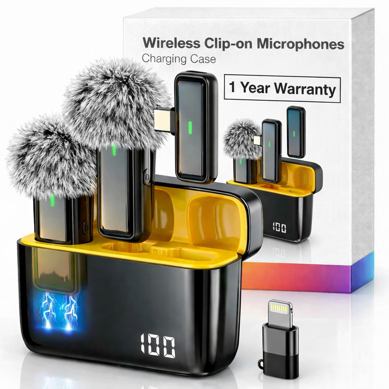Primate Clip-On Mic 48H Battery Backup, 20m Working Range, Type-C Fast Charging Microphone