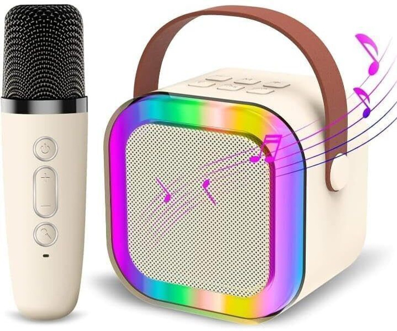 JSG K12 New Bluetooth Colorful Portable Speaker with Karaoke Mic, USB Charging Microphone