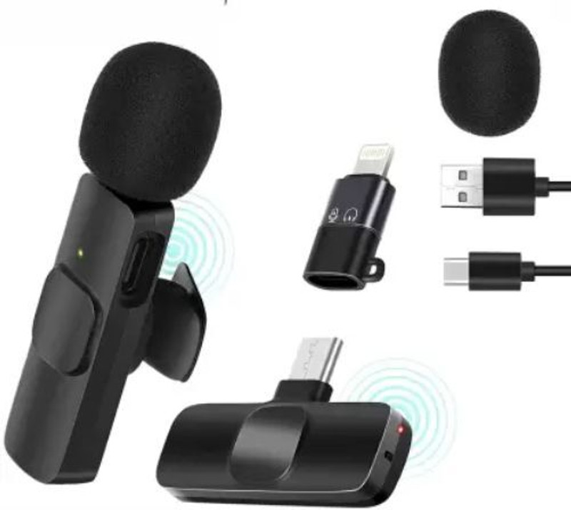 SS Store ATY_896A_K8 WIRELESS MICROPHONE WITH RECEIVER FOR ALL TYPE-C LIGHTNING PHONES Camera Microphone
