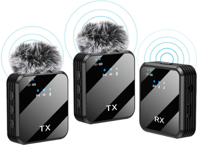Foxne Point K205 Dual mini wireless microphone 2 Microphone TX & 1 Receiver RX Microphone