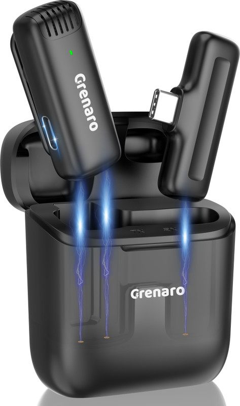 Grenaro Mic for Youtube, J13 Wireless with Charging Case - 3 Level Noise Reduction Microphone