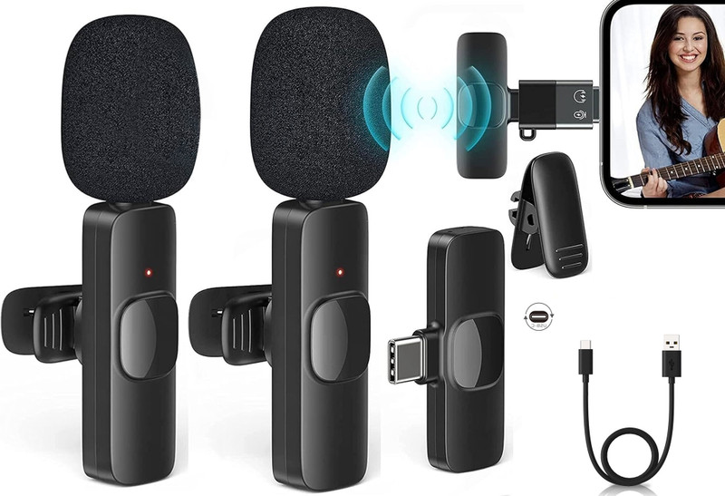BASS BLING 2 in 1 K9 Wireless, Digital Mini Portable Recording Clip Microphone