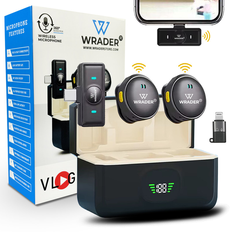 MOOZMOB Wireless Mic with Charging Case, Magnetic Clip, Noise Cancellation for Recording Microphone