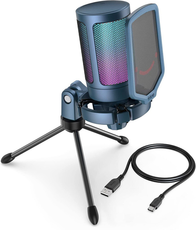 Fifine Ampligame A6V Blue Gaming Streaming USB PC Microphone Microphone