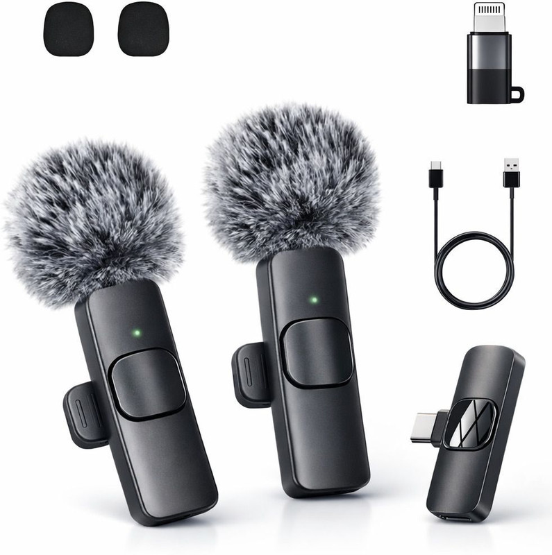 ORCANIX Portable Wireless Clip Mic with Charging Dock & Windshield | Vlogging Mic Set Microphone