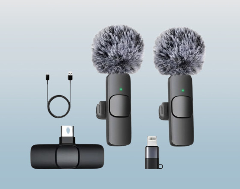 Gentle e kart Professional K9 Furry Dual Wireless Mic Plug And Use For YouTube Recording Video Microphone