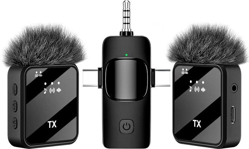 Doz F11-2-in-1 Universal Wireless Microphone with 10H Battery Life,All Smartphones Camera Microphone