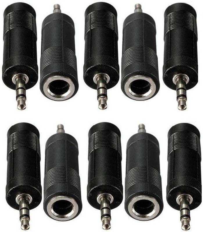 BALRAMA Microphone 6.35mm Female to 3.5mm Male Audio Connector Adapter Reducer Converter 0 W AV Control Amplifier(Black)