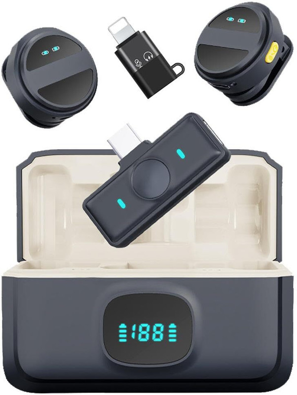 FITRIC Dual Mini Wireless Microphone for YouTube Type C Lightning Microphone
