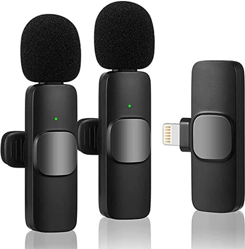 GLICXOY K9 Wireless Dual Microphone Mic for iPhone & Type C Mobile Youtubers, Vloggers Microphone(Black)