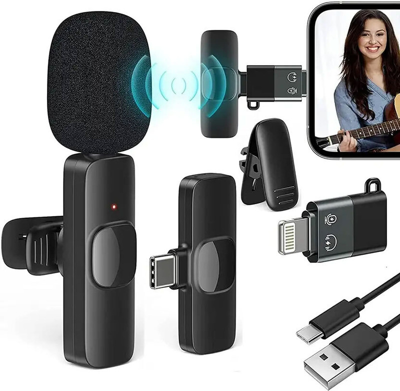 RENTOOR Wireless Collar Microphone High-Quality YouTube,Record,Vlogging for Smartphones Microphone
