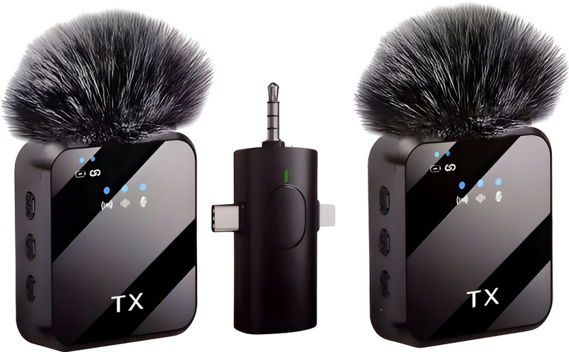 FITRIC F11-2 Dual Wireless Microphone 3 in 1 Noise Cancel Mic for Android iPhone Microphone