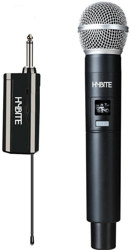 Hybite Rechargeable UHF Wireless Mic |30m Range | 6.35mm Jack Receiver for Speaker & DJ Microphone