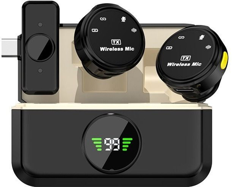 PLUGPULSES Q8 Wireless Mic with Charging Case for Video Recording Reels V__DRT82 Microphone