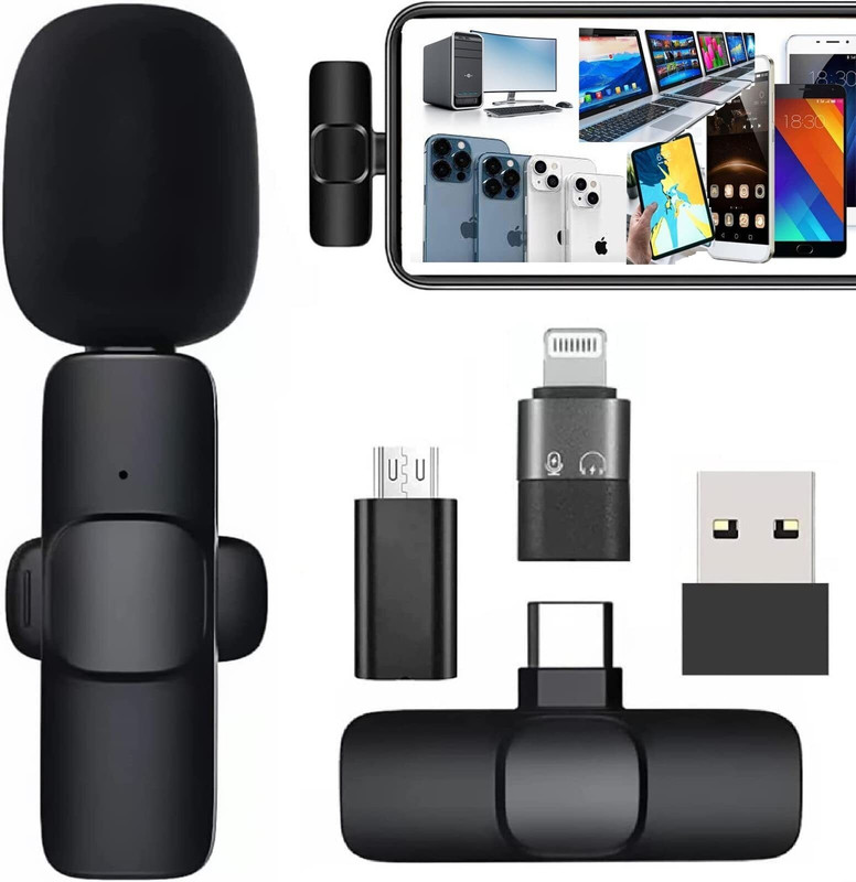 FITRIC K8 Wireless Plug and Play Type C Coller Mic Supported Android/IOS Microphone