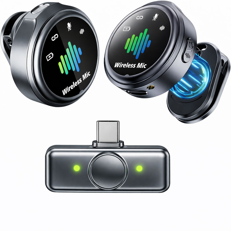 Primate Q8 Dual Wireless Lavalier Mic with Noise Cancellation, Type-C, Low Latency Microphone