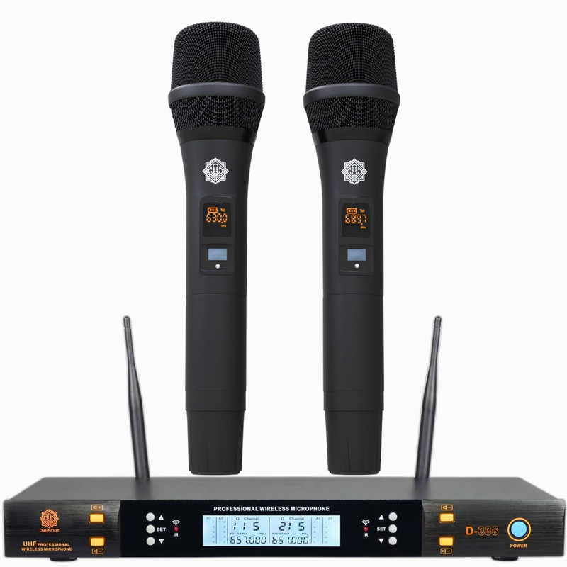Digimore D-335 UHF Dual Wireless | 200 CH | 328ft Range for Vocals & Singing Microphone