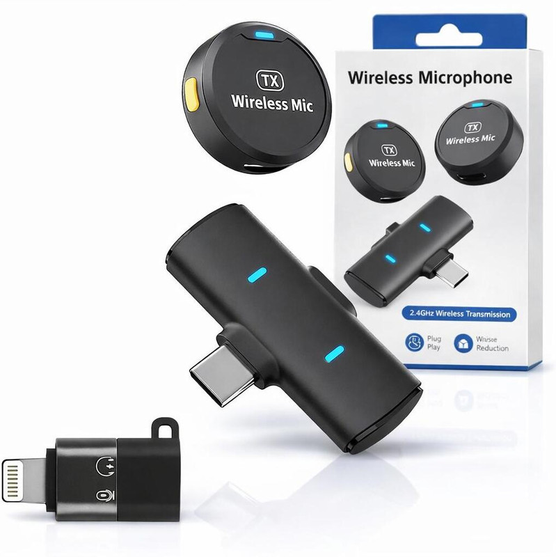 Fireshell Professional Wireless Lavalier Mic Noise Reduction Plug & Play for Phone &Camera Microphone