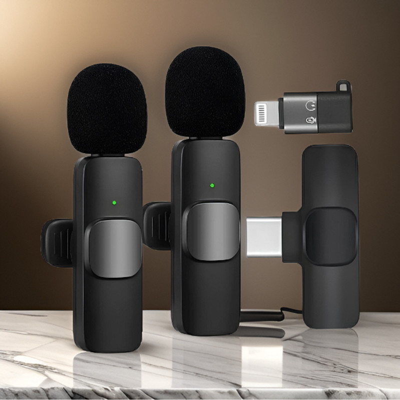 GUGGU 47v_K8 Wireless Mic Set: Type-C & iPhone Compatible Livestream & Video Recording Microphone